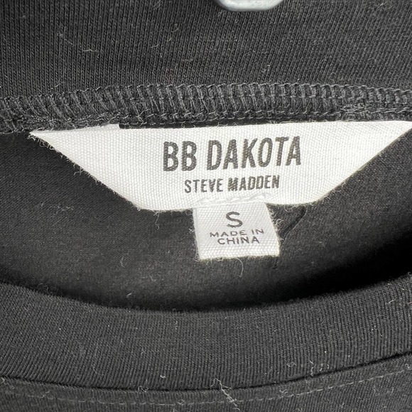 BB Dakota | Steve Madden Women's Black Long Sleeve Cotton-Blend Top Size S - Picture 2 of 4